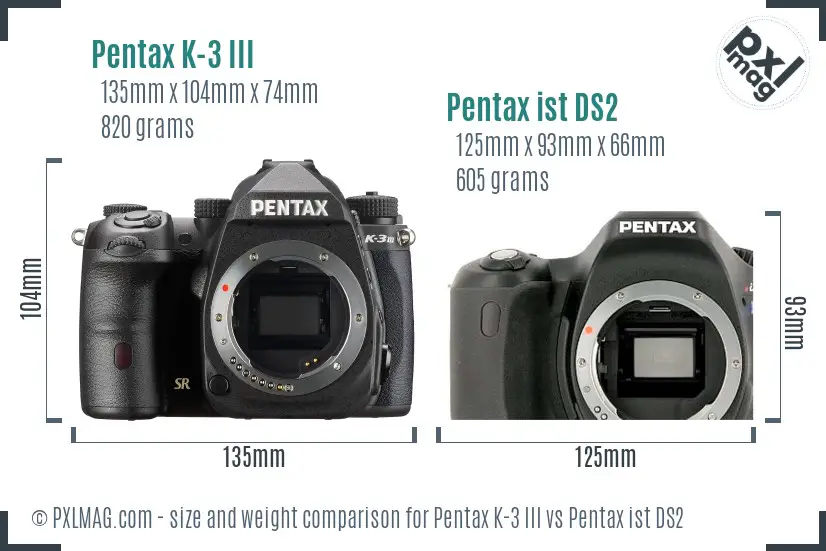 Pentax K-3 III vs Pentax ist DS2 size comparison