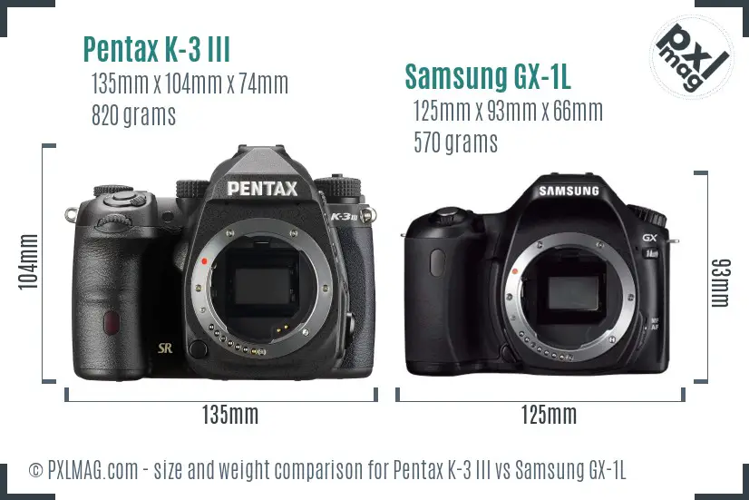 Pentax K-3 III vs Samsung GX-1L size comparison