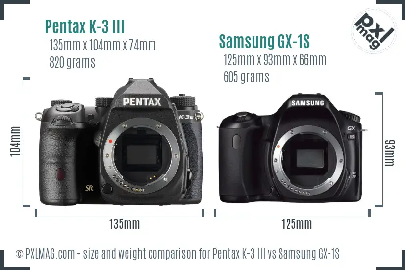 Pentax K-3 III vs Samsung GX-1S size comparison