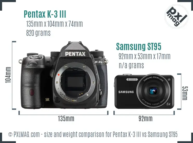 Pentax K-3 III vs Samsung ST95 size comparison