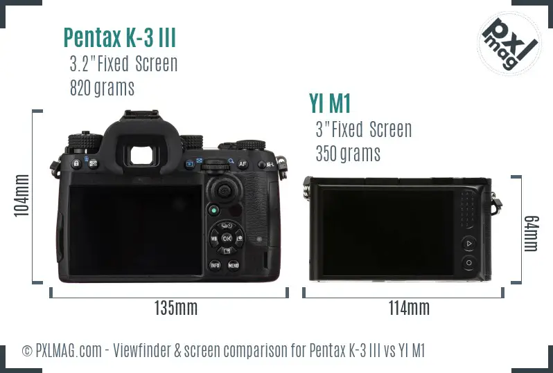 Pentax K-3 III vs YI M1 Screen and Viewfinder comparison