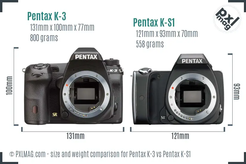 Pentax K-3 vs Pentax K-S1 size comparison