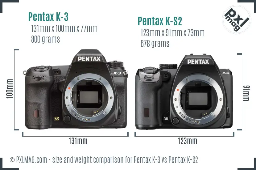 Pentax K-3 vs Pentax K-S2 size comparison