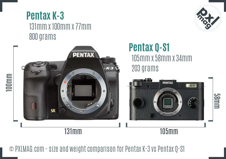 Pentax K-3 vs Pentax Q-S1 size comparison