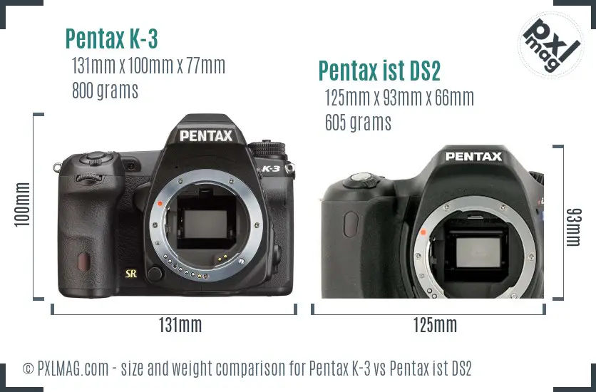 Pentax K-3 vs Pentax ist DS2 size comparison