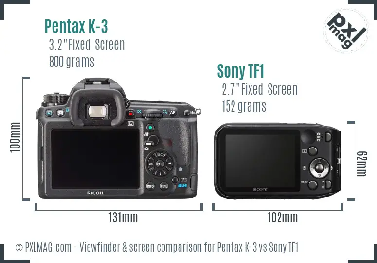 Pentax K-3 vs Sony TF1 Screen and Viewfinder comparison