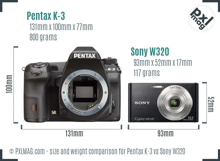 Pentax K-3 vs Sony W320 size comparison Pentax K-3 vs Sony W320 size comparison