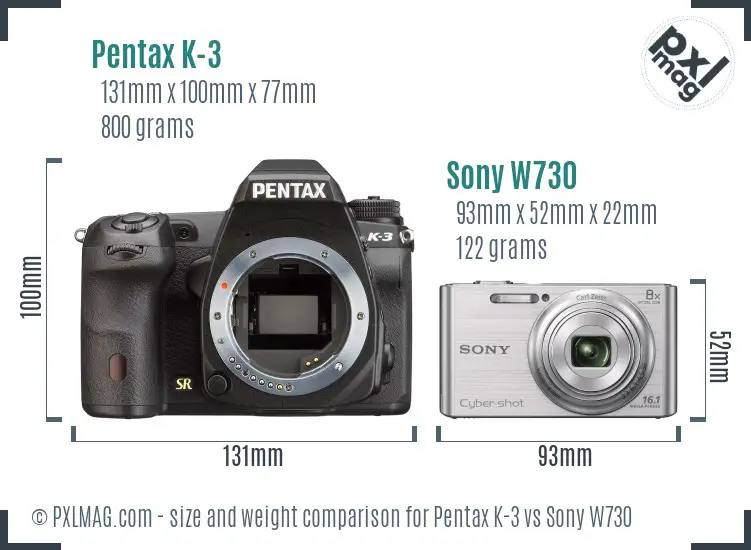 Pentax K-3 vs Sony W730 size comparison Pentax K-3 vs Sony W730 size comparison