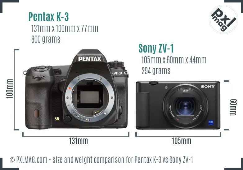 Pentax K-3 vs Sony ZV-1 size comparison Pentax K-3 vs Sony ZV-1 size comparison