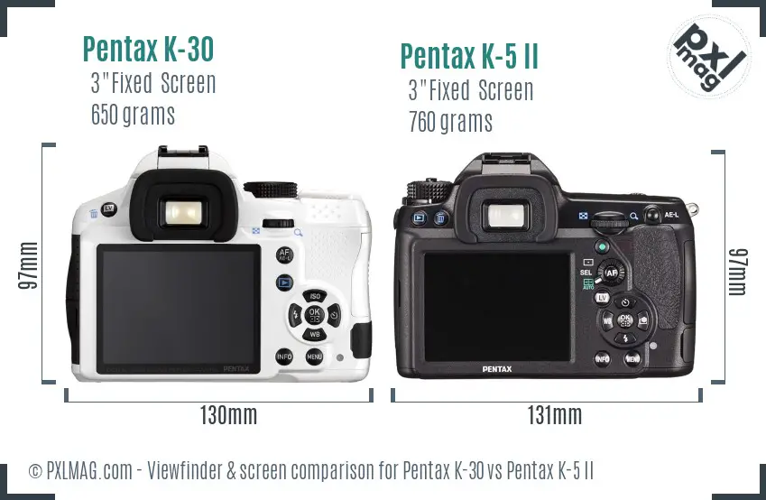 Pentax K-30 vs Pentax K-5 II Screen and Viewfinder comparison