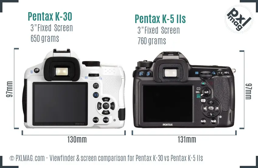Pentax K-30 vs Pentax K-5 IIs Screen and Viewfinder comparison