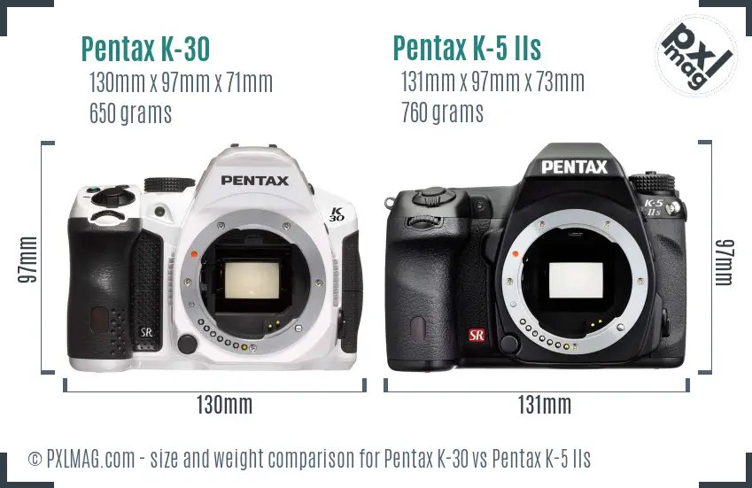 Pentax K-30 vs Pentax K-5 IIs size comparison