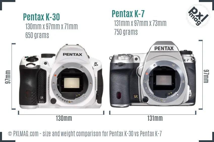 Pentax K-30 vs Pentax K-7 size comparison