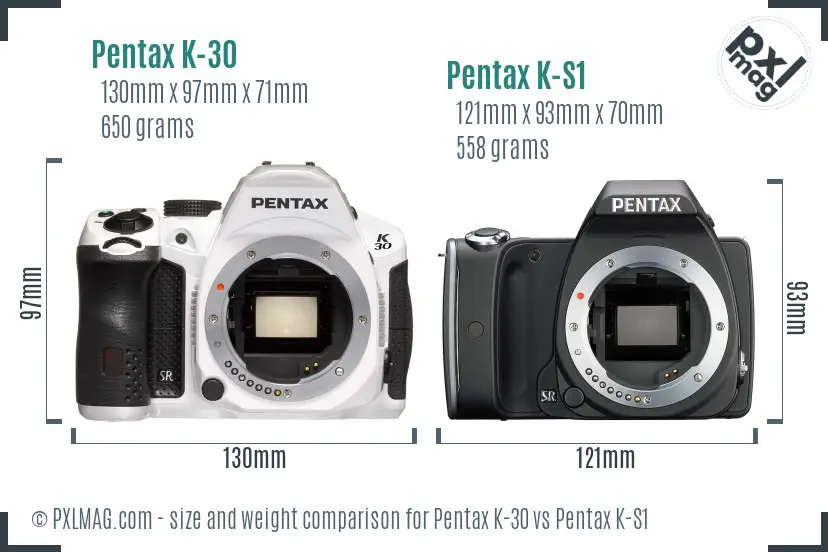 Pentax K-30 vs Pentax K-S1 size comparison