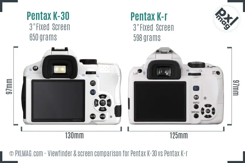 Pentax K-30 vs Pentax K-r Screen and Viewfinder comparison