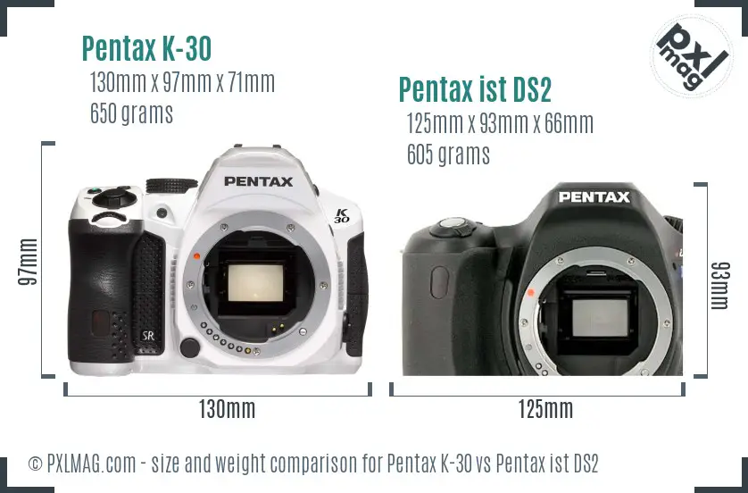 Pentax K-30 vs Pentax ist DS2 size comparison