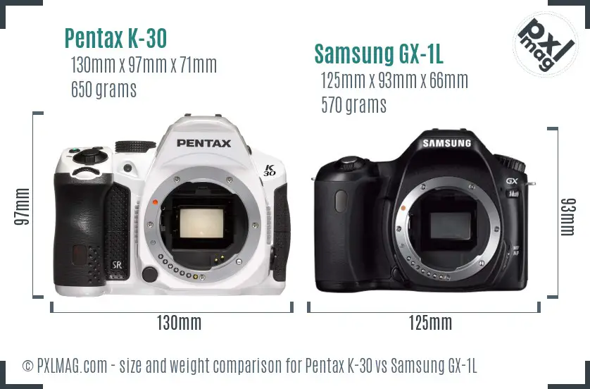 Pentax K-30 vs Samsung GX-1L size comparison