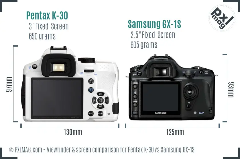 Pentax K-30 vs Samsung GX-1S Screen and Viewfinder comparison