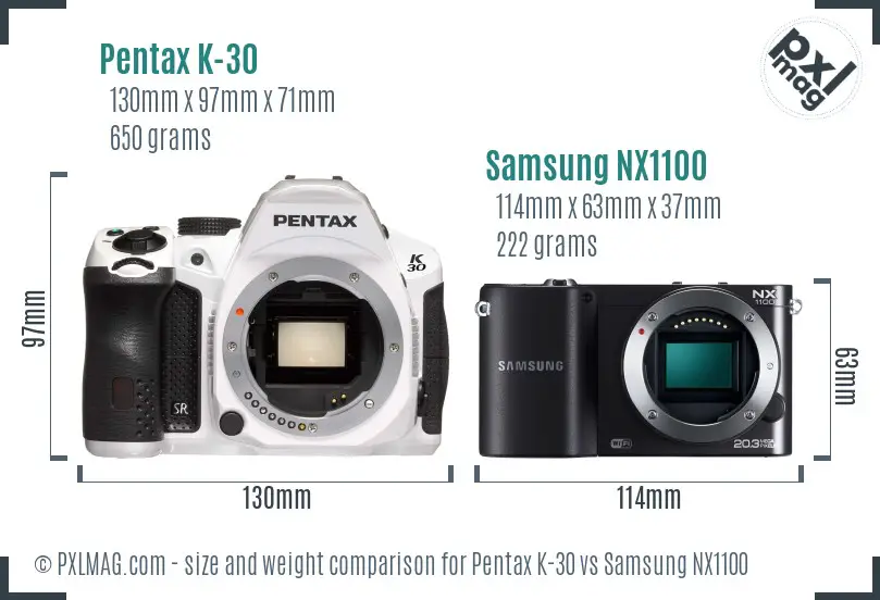 Pentax K-30 vs Samsung NX1100 size comparison