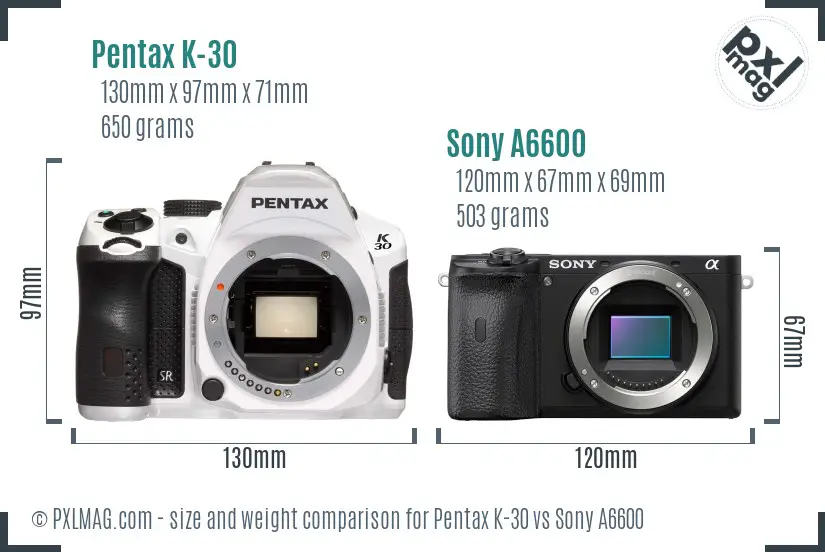 Pentax K-30 vs Sony A6600 size comparison Pentax K-30 vs Sony A6600 size comparison