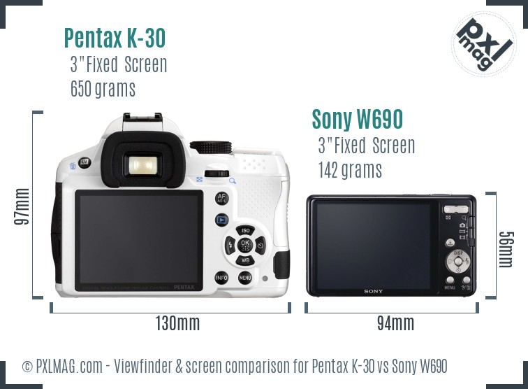 Pentax K-30 vs Sony W690 Screen and Viewfinder comparison