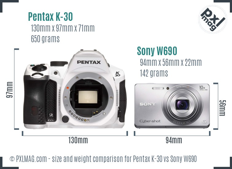 Pentax K-30 vs Sony W690 size comparison Pentax K-30 vs Sony W690 size comparison