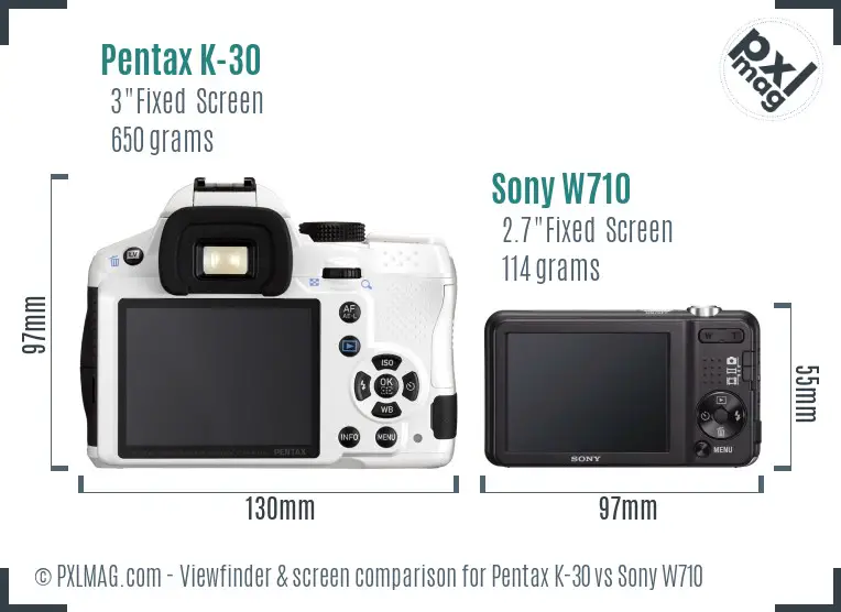 Pentax K-30 vs Sony W710 Screen and Viewfinder comparison