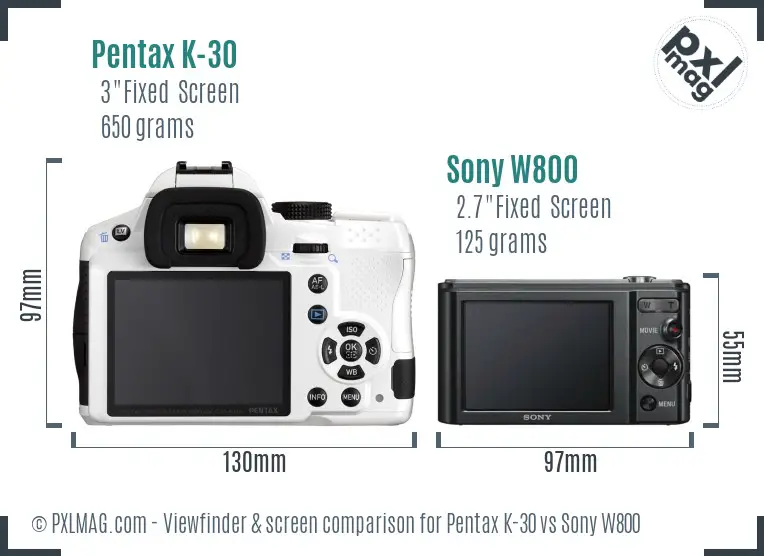 Pentax K-30 vs Sony W800 Screen and Viewfinder comparison Pentax K-30 vs Sony W800 Screen and Viewfinder comparison
