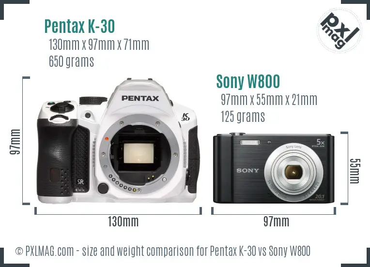 Pentax K-30 vs Sony W800 size comparison Pentax K-30 vs Sony W800 size comparison