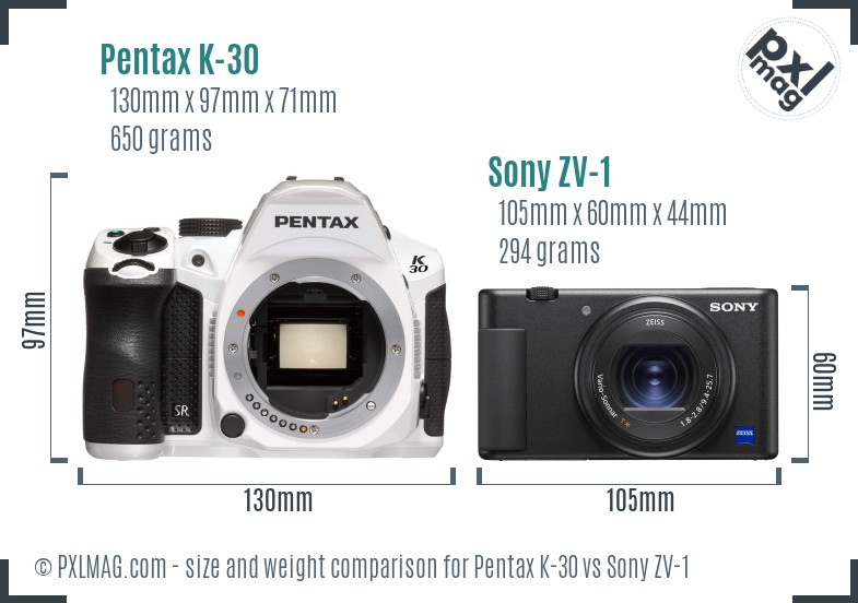 Pentax K-30 vs Sony ZV-1 size comparison Pentax K-30 vs Sony ZV-1 size comparison
