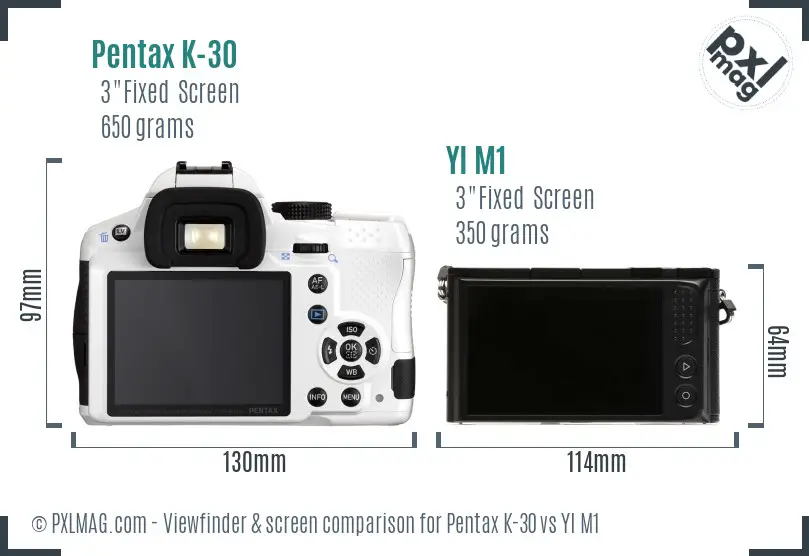 Pentax K-30 vs YI M1 Screen and Viewfinder comparison