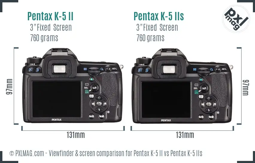 Pentax K-5 II vs Pentax K-5 IIs Screen and Viewfinder comparison