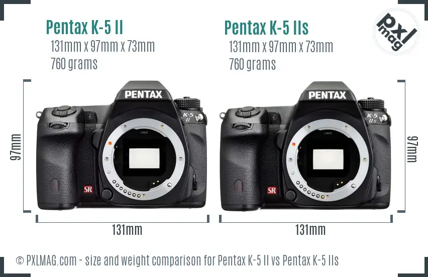 Pentax K-5 II vs Pentax K-5 IIs size comparison