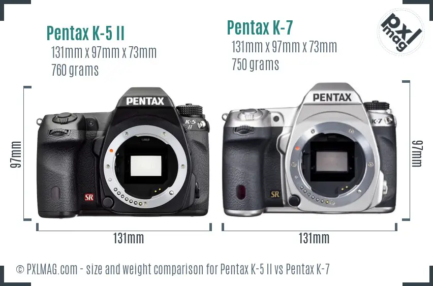 Pentax K-5 II vs Pentax K-7 size comparison