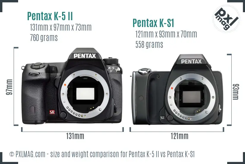 Pentax K-5 II vs Pentax K-S1 size comparison