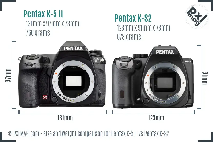 Pentax K-5 II vs Pentax K-S2 size comparison