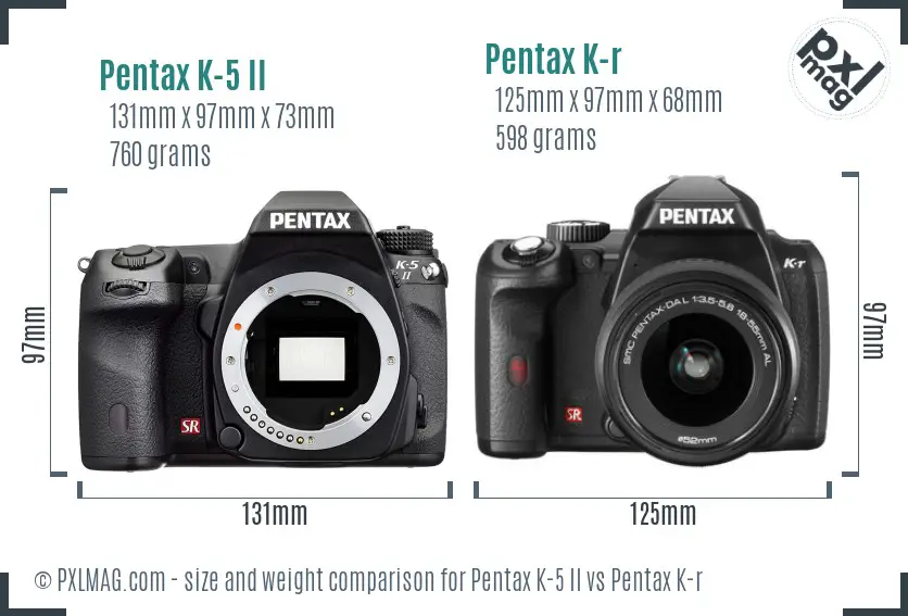 Pentax K-5 II vs Pentax K-r size comparison