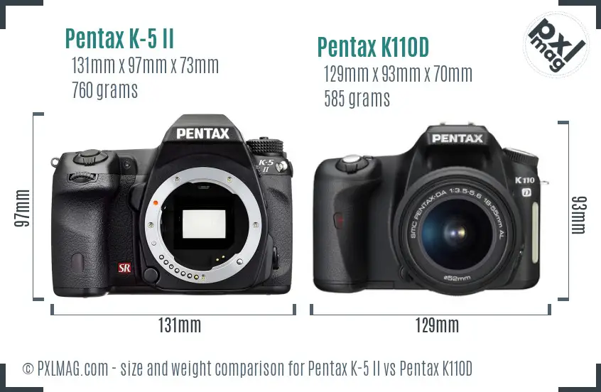 Pentax K-5 II vs Pentax K110D size comparison