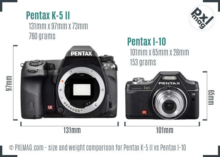 Pentax K-5 II vs Pentax I-10 size comparison