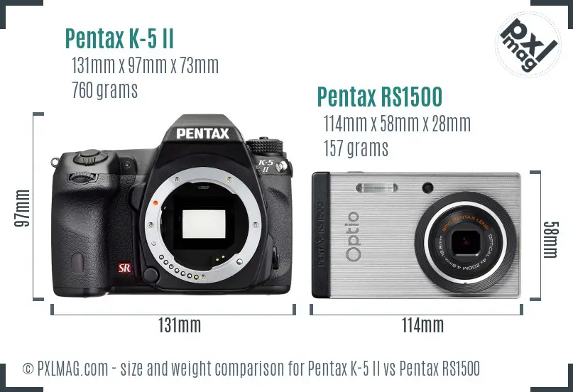 Pentax K-5 II vs Pentax RS1500 size comparison