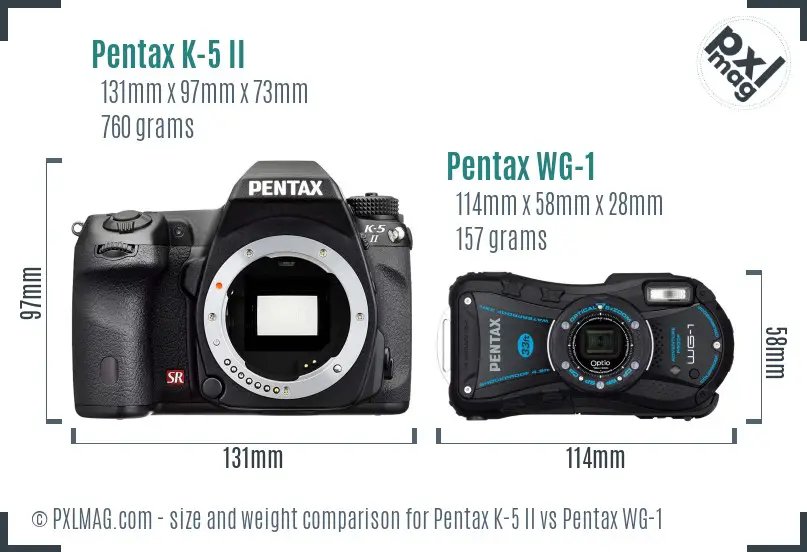Pentax K-5 II vs Pentax WG-1 size comparison
