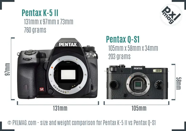Pentax K-5 II vs Pentax Q-S1 size comparison