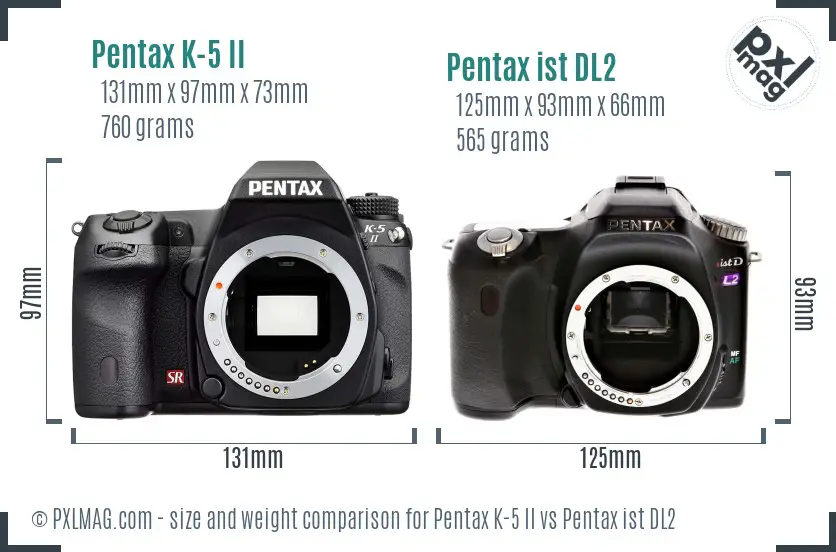 Pentax K-5 II vs Pentax ist DL2 size comparison