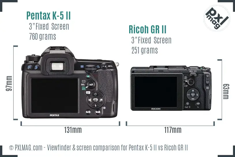 Pentax K-5 II vs Ricoh GR II Screen and Viewfinder comparison Pentax K-5 II vs Ricoh GR II Screen and Viewfinder comparison