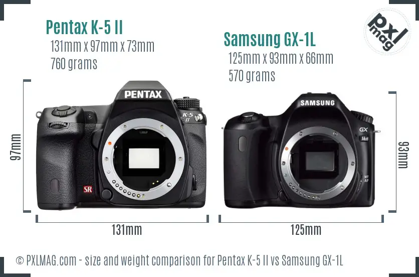 Pentax K-5 II vs Samsung GX-1L size comparison