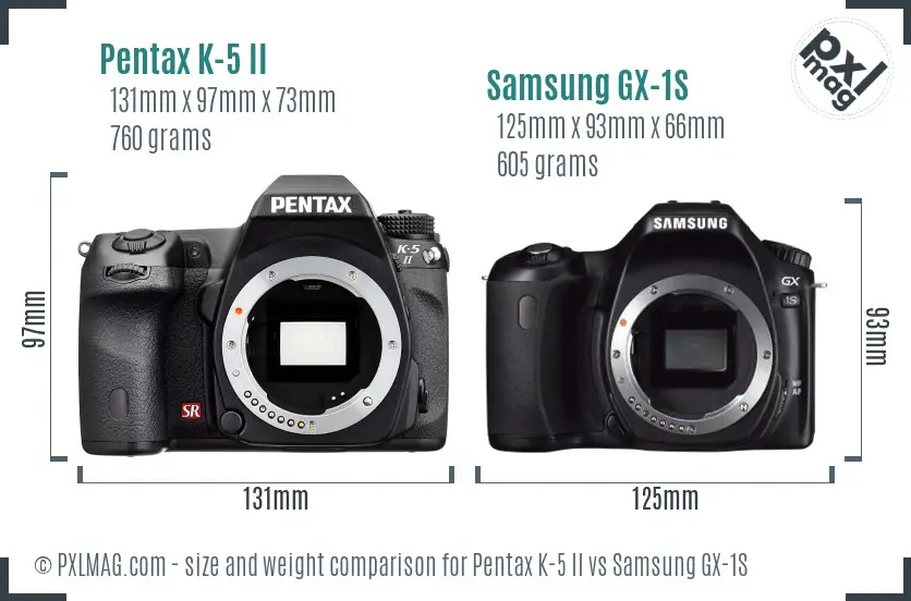 Pentax K-5 II vs Samsung GX-1S size comparison