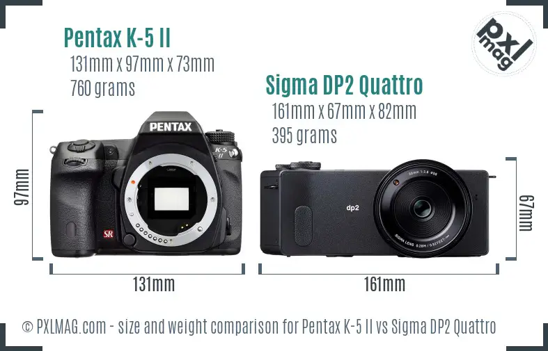 Pentax K-5 II vs Sigma DP2 Quattro size comparison Pentax K-5 II vs Sigma DP2 Quattro size comparison