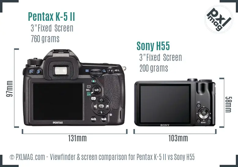 Pentax K-5 II vs Sony H55 Screen and Viewfinder comparison