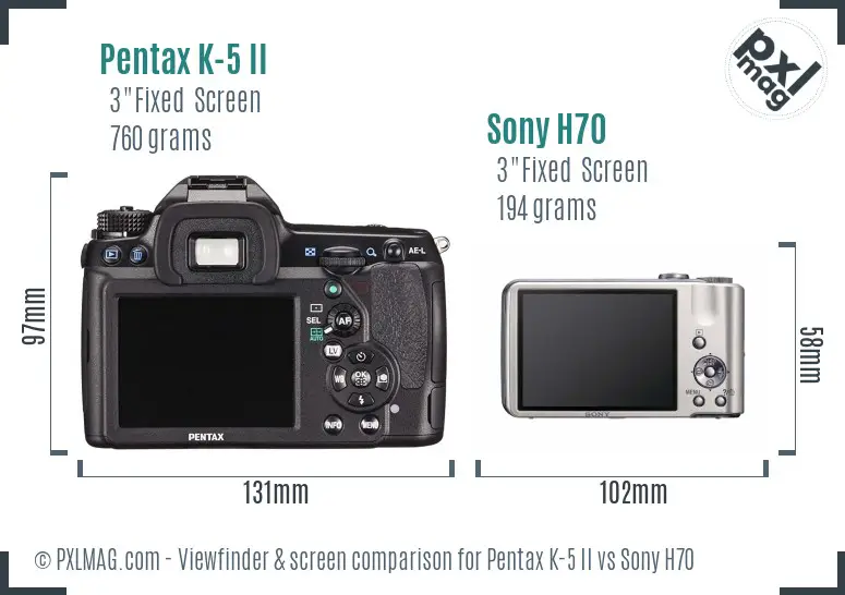 Pentax K-5 II vs Sony H70 Screen and Viewfinder comparison