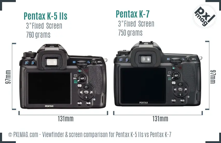 Pentax K-5 IIs vs Pentax K-7 Screen and Viewfinder comparison